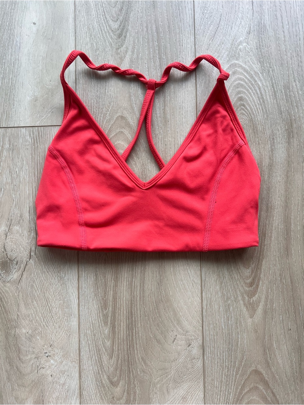 Garage Coral-Red V-Neck Twisted-Strap Sports Bralette